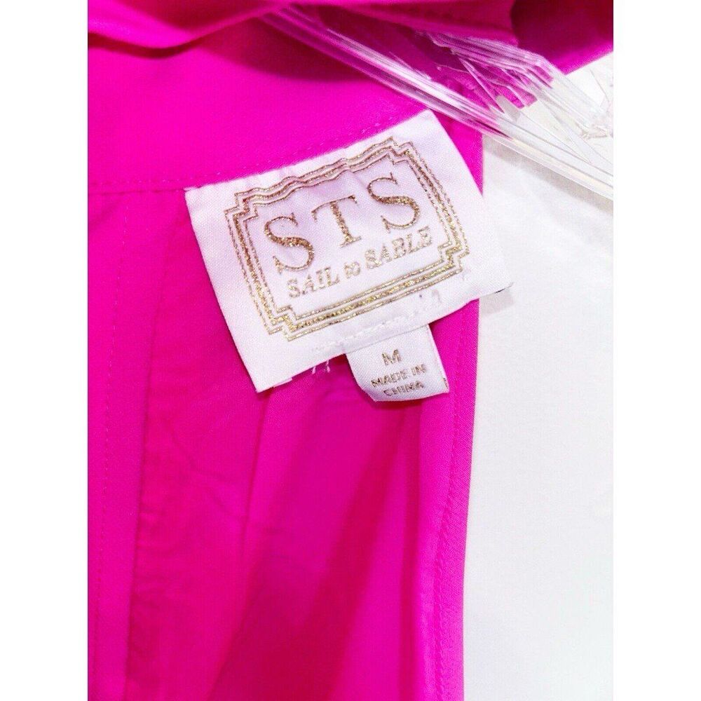 STS Sail to Sable Neon Pink Button Back Sleeveless Dress Size Medium - Picture 2 of 5